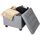 eSituro Ottoman Storage Square Chest Padded Footstool Pouffe Chair Light Grey Bed End Bench Shoe Bench Children Toy Box Stool Milking Stool