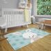 White 24 x 0.08 in Area Rug - Zoomie Kids Triplett Power Loom Polyester Teal/Gray Indoor Area Rug Polyester | 24 W x 0.08 D in | Wayfair