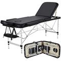 Yaheetech Massage Table Folding Facial Spa Table Beauty Bed Portable Tattoo Table Aluminum Therapy Bed 3 Sections Black