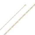 14ct Gold 2.1mm Light Figaro With Rhodium Pave Chain Necklace 3 Plus 1 Links Jewelry Gifts for Women - 61 Centimeters