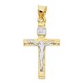 14ct Yellow Gold and White Gold Mashed Crucifix 15x30mm Necklace Jewelry Gifts for Women