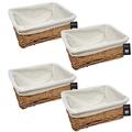 H-line 4 x MEDIUM Brown Wicker Willow Storage Baskets with Cloth Lining Ideal for Christmas / Easter / Newborn Gift Hamper, Make Your Own Hamper