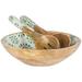 Gerson 94553 - Mango Wood Olive Green Seeded Pattern Bowl with Olive Seed Server 3 Piece Kitchen Dining Serving
