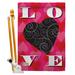 Breeze Decor Love Heart Spring Valentines 2-Sided Polyester 40 x 28 in. Flag Set in Black/Pink | 40 H x 28 W x 1 D in | Wayfair