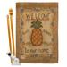 Breeze Decor Welcome Sweet Pineapple 2-Sided Polyester 40 x 28 in. Flag Set in Brown | 40 H x 28 W x 1 D in | Wayfair
