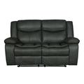 Red Barrel Studio® Apollonie 64" Faux Leather Pillow Top Arm Reclining Loveseat Faux Leather in Gray | 40 H x 64 W x 36 D in | Wayfair