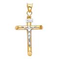 14ct Yellow Gold and White Gold Hollow Polish Crucifix 15x35mm Necklace Jewelry Gifts for Women