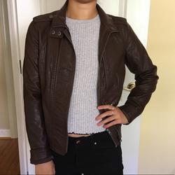 Anthropologie Jackets & Coats | Brown Leather Jacket Size S | Color: Brown | Size: S