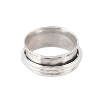 Elegant Rotation,'Sterling Silver Spinner Ring Crafted in India'