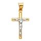 14ct Yellow Gold and White Gold Hollow Round Tube Crucifix 12x20mm Necklace Jewelry Gifts for Women