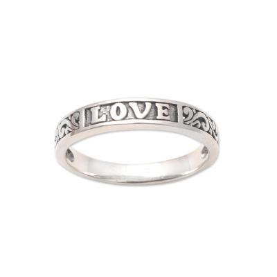 Love Swirls,'Love-Themed Sterling Silver Band Ring from Bali'