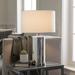 Everly Quinn Puentes 24" Table Lamp Metal/Fabric in Gray/White | 24 H x 15 W x 15 D in | Wayfair 4F021EA76A874A3B87AF1B905250BA2F