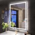 S'bagno Bathroom Mirror with LED Lights 600x800mm Backlit Illuminated Bathroom Bluetooth Mirror Wall Mounted Mirror Demister Heat Pad/Dimming Function/Touch switch- can be hung in 2 directions