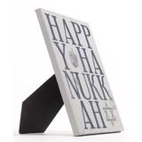 The Holiday Aisle® Deyo Happy Hanukkah Easelback Decorative Plaque Fabric in Gray | 10 H x 8 W x 0.5 D in | Wayfair