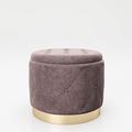 PLAYBOY Pouf mit Stauraum, goldenem Metallfuss, Samtbezug mit Chesterfield-Optik in Rosa, Sitzbox mit abnehmbaren Deckel, Ottoman, Fussablage, Retro-Design, Club-Stil, Anthrazit, Samt, Stoff