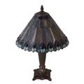 Astoria Grand Mcavoy 17" High Tiffany Jewe Peacock Table Lamp Glass/Metal in Blue/Brown/Gray | 17 H x 12 W x 12 D in | Wayfair