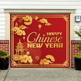 The Holiday Aisle® Happy Chinese New Year Car Garage Door Mural Polyester in Red | 84 H x 96 W x 1 D in | Wayfair 7192F14347BE4CCE94115D2AF5B45571