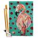 Breeze Decor Polka Dot Flamingo Garden Friends Birds Impressions Decorative Vertical 2-Sided 40 x 28 in. Flag Set in Green/Pink | Wayfair