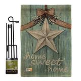 Breeze Decor Welcome White Barn Star Burlap Inspirational Sweet Home Impressions 2-Sided Polyester 18.5 x 13 in. Garden Flag Set in Green | Wayfair