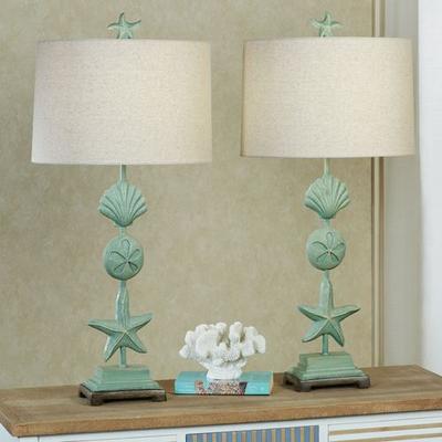 Cape Coral II Coastal Table Lamp Blue, Pair, Blue