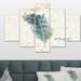 East Urban Home 'Damask Painted Gilded Feather on Blue' Print Multi-Piece Image on Canvas Canvas, Wood in Blue/Green | 32 H x 60 W x 1 D in | Wayfair