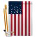 Breeze Decor Bennington Americana Historic Impressions 2-Sided Polyester 40 x 28 in. Flag Set in Gray/Red | 40 H x 28 W x 1 D in | Wayfair