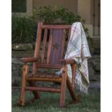 Charlton Home® Plinio Star Single Porch Outdoor Rocking Chair, Wood in Brown/White | 46.45 H x 37.4 W x 26.35 D in | Wayfair