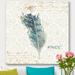 East Urban Home 'Damask Painted Gilded Feather on Blue' Wrapped Canvas Painting Print Canvas, Wood in Green | 16 H x 16 W x 1 D in | Wayfair