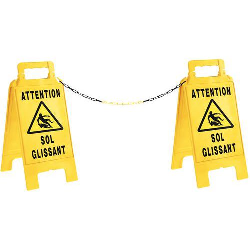 Kit 2 Chevalets Sol Glissant Plus 5 M De Chaine Noir/jaune - Novap