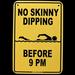 Treasure Gurus No Skinny Dipping Before 9 Swimming Pool Hot Tub Sign Metal in Yellow | 12 H x 8 W x 0.1 D in | Wayfair SN-TN3NOSKINNY