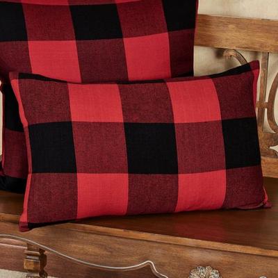 Rustic Buffalo Plaid Rectangle Pillow Red/Black, Rectangle, Red/Black