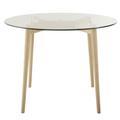 Table à manger ronde 4 personnes en verre et chêne D90