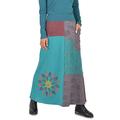 Wicked Dragon Long Cotton Fleece Patchwork Skirt up to Plus Size (S/M, Blue)