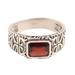 Majestic Strength,'Men's Garnet and Sterling Silver Single-Stone Ring'