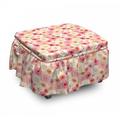 East Urban Home Romantic Pastel Petals Ottoman Slipcover Polyester in Pink | 16 H x 38 W x 0.1 D in | Wayfair 611DFDBB199D4372AFE738A22638BC71