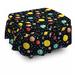 East Urban Home Space Sun Earth Constellations 2 Piece Box Cushion Ottoman Slipcover Set Polyester in Black/Pink | 16 H x 38 W x 0.1 D in | Wayfair