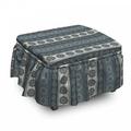 East Urban Home Mandala Paisley Star 2 Piece Box Cushion Ottoman Slipcover Set Polyester in Gray | 16 H x 38 W x 0.1 D in | Wayfair