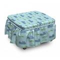 East Urban Home Hippo Crocodile in Water Ottoman Slipcover Polyester in Blue/Pink | 16 H x 38 W x 0.1 D in | Wayfair
