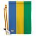 Breeze Decor Gabon Flags Of The World Nationality Impressions Decorative Vertical 2-Sided 28 x 40 in. Flag set in Blue/Green/Yellow | Wayfair