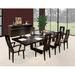 Latitude Run® Yerkes 9 Piece Extendable Dining Set Glass/Upholstered in Black | 30 H in | Wayfair BE6A320D975A4A0FB24DDDC42A29A33E