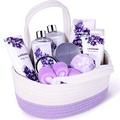 BODY & EARTH Spa Gift Set for Women - Gift Basket 11 Pcs Lavender Bath Set for Women with Shower Gel, Bubble Bath, Body Lotion, Gifts for Women，Birthday Gifts for Her, Bath Gift Sets for Women
