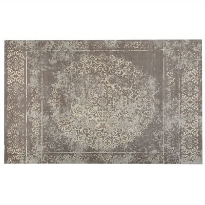Teppich Taupe Baumwolle Rechteckig 140x200 cm Kurzflor Orientalisches Muster Antik-Optik Vintage Wohnzimmerteppich für F