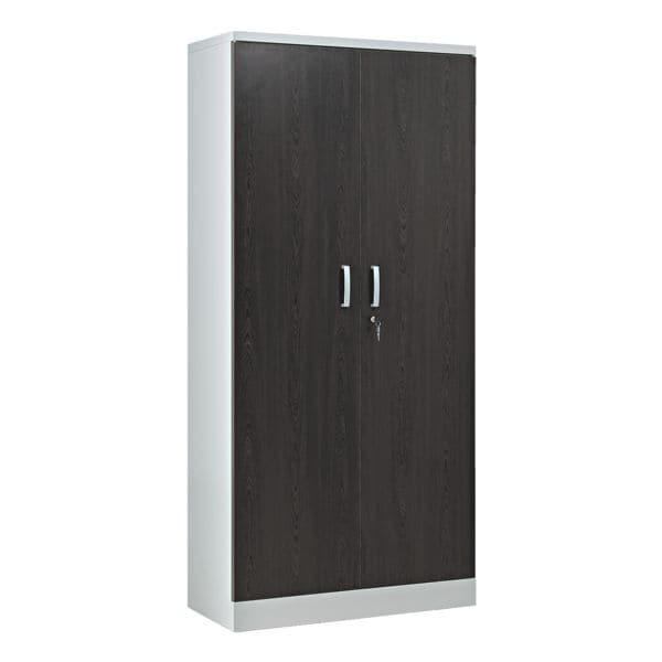 Gürkan Stahlschrank mit Flügeltüren in Holzoptik 92 x 195 cm Korpus grau grau, 92x195x42 cm Image