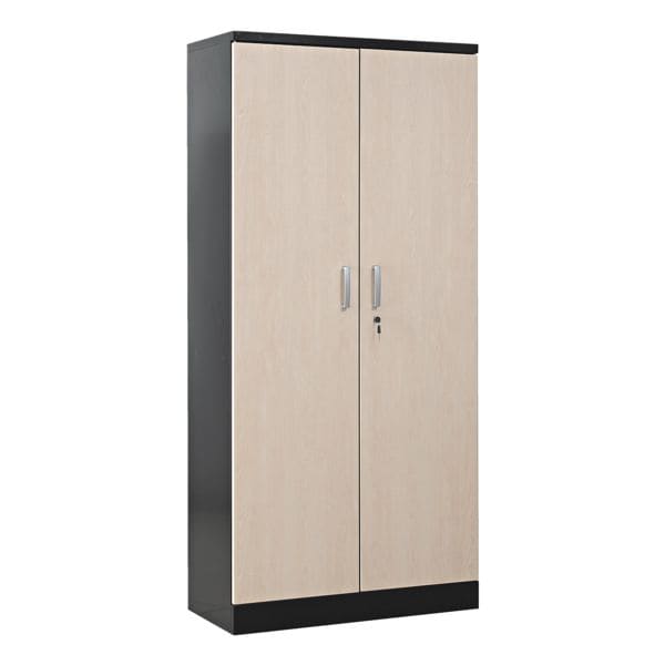 Gürkan Stahlschrank mit Flügeltüren in Holzoptik 92 x 195 cm Korpus schwarz schwarz, 92x195x42 cm