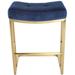 Etta Avenue™ Bernadetta 26" Counter Height Gold Stainless Steel Barstool Upholstered/Velvet/Metal in Blue | 27 H x 20 W x 14 D in | Wayfair