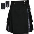 MajesticUK Utility Hybrid Kilts for Men Traditional Wedding Tartan Kilt 100% Cotton Jeans - Free Kilt Flashes (Hamilton Grey, 30)