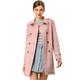 Allegra K Women's Notched Lapel Double Breasted Faux Suede Trench Coat Jacket with Belt Pink 8
