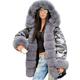 Roiii Women Winter Warm Thick Faux Fur Coat Hood Parka Long Jacket Size 8-20 (10,7001 Grey)