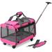 Pink Pet Carrier with Detachable Wheels, 20" L X 13" W X 11.5" H, Medium