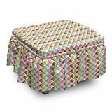 East Urban Home Mid Century Scales 2 Piece Box Cushion Ottoman Slipcover Set Polyester in Brown/Pink | 16 H x 38 W x 0.1 D in | Wayfair